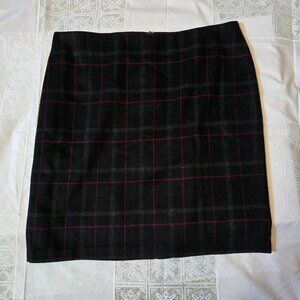 NWT Talbots Black Plaid Wool Blend Skirt Size 16